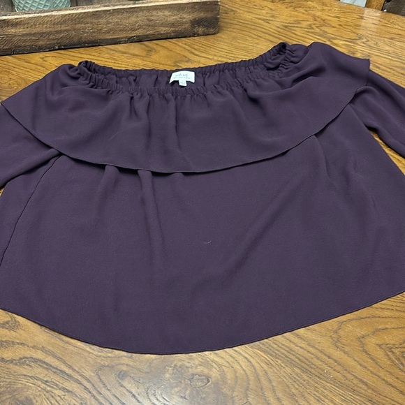 ARITZIA WILFRED Long Sleeve Off Shoulder Morel Blouse in Eggplant Colour - Picture 6 of 9